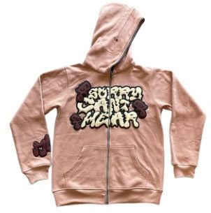 Zip-up hoodie with plush print pattern