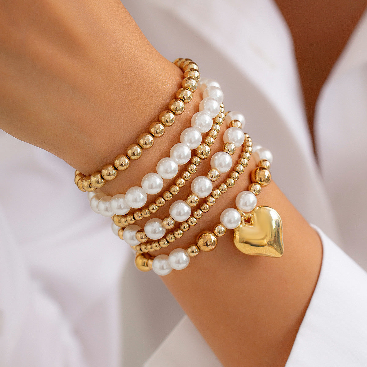 Pearl bead bracelet set