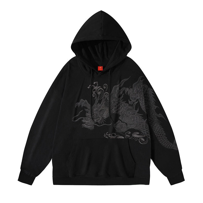 Hoodie with Chinese dragon embroidery