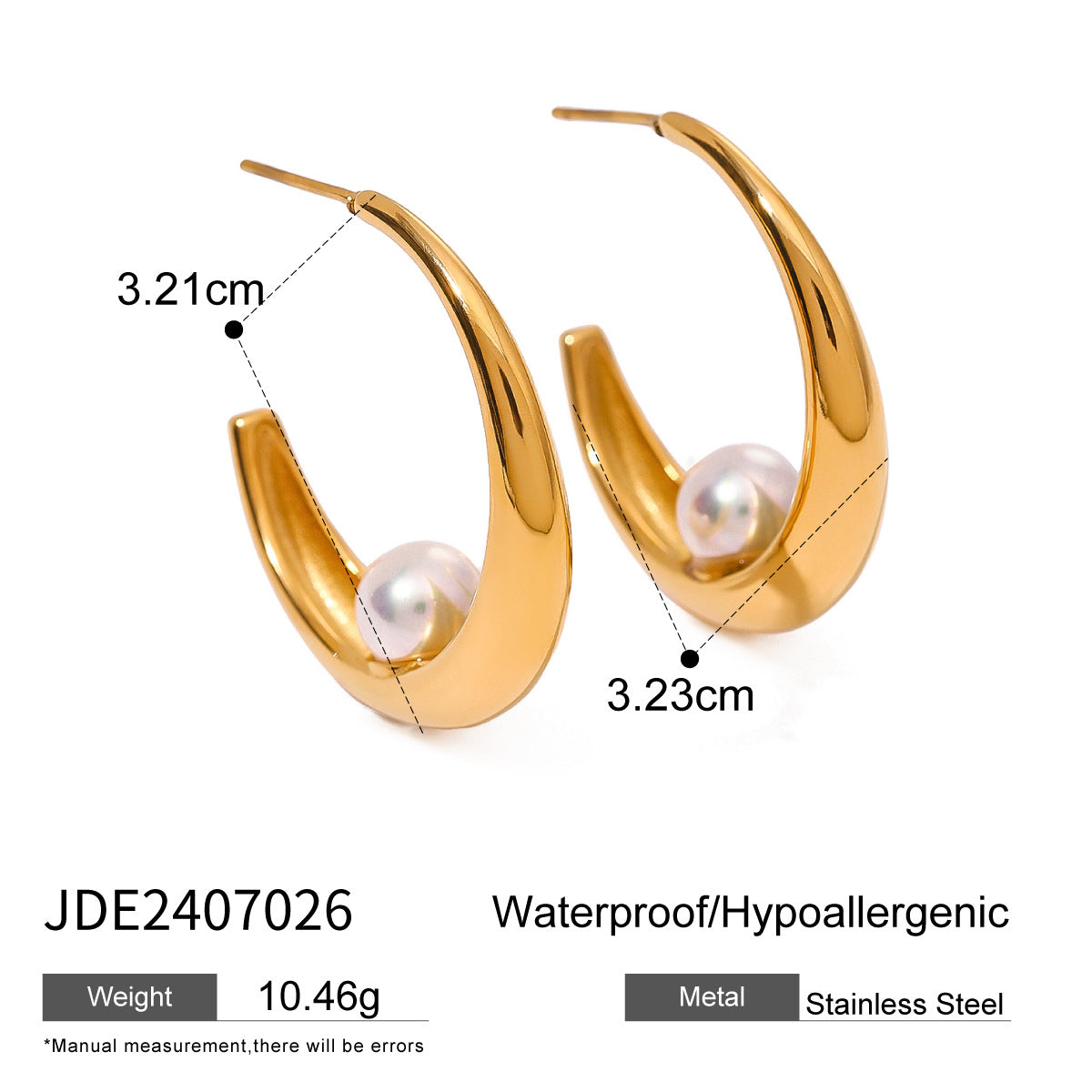 Arch-shaped earrings with pearls