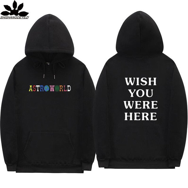 Hoodie with Astro Worls album print pattern