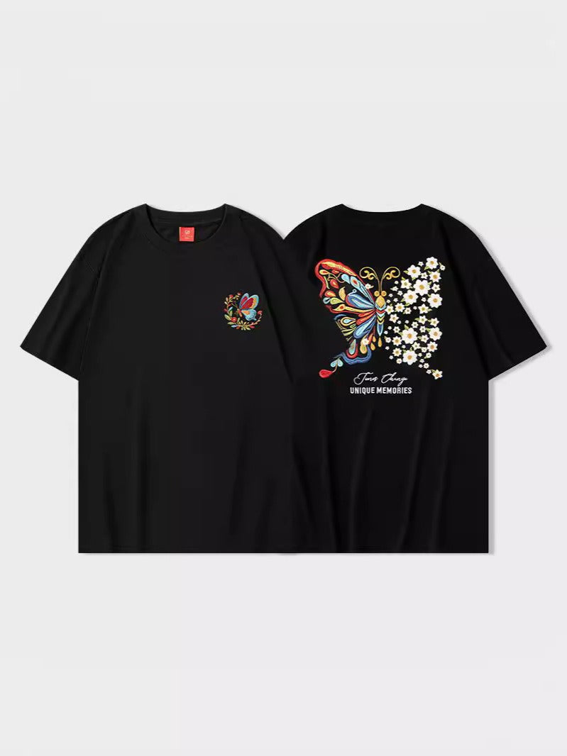 T-shirt with butterfly embroidery