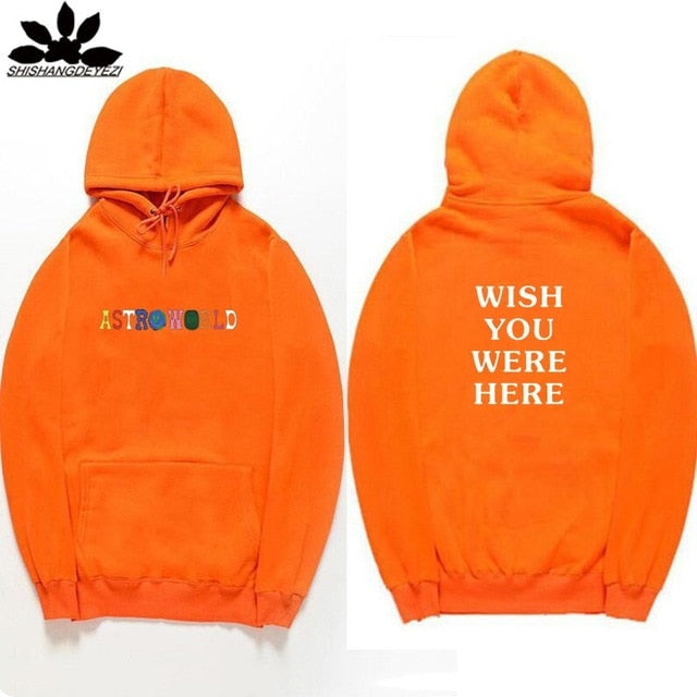 Bluzy z kapturem TRAVIS SCOTT ASTROWORLD WISH YOU WERE HERE fashion letter Bluza z kapturem ASTROWORLD streetwear Mężczyzna kobieta Bluza z kapturem