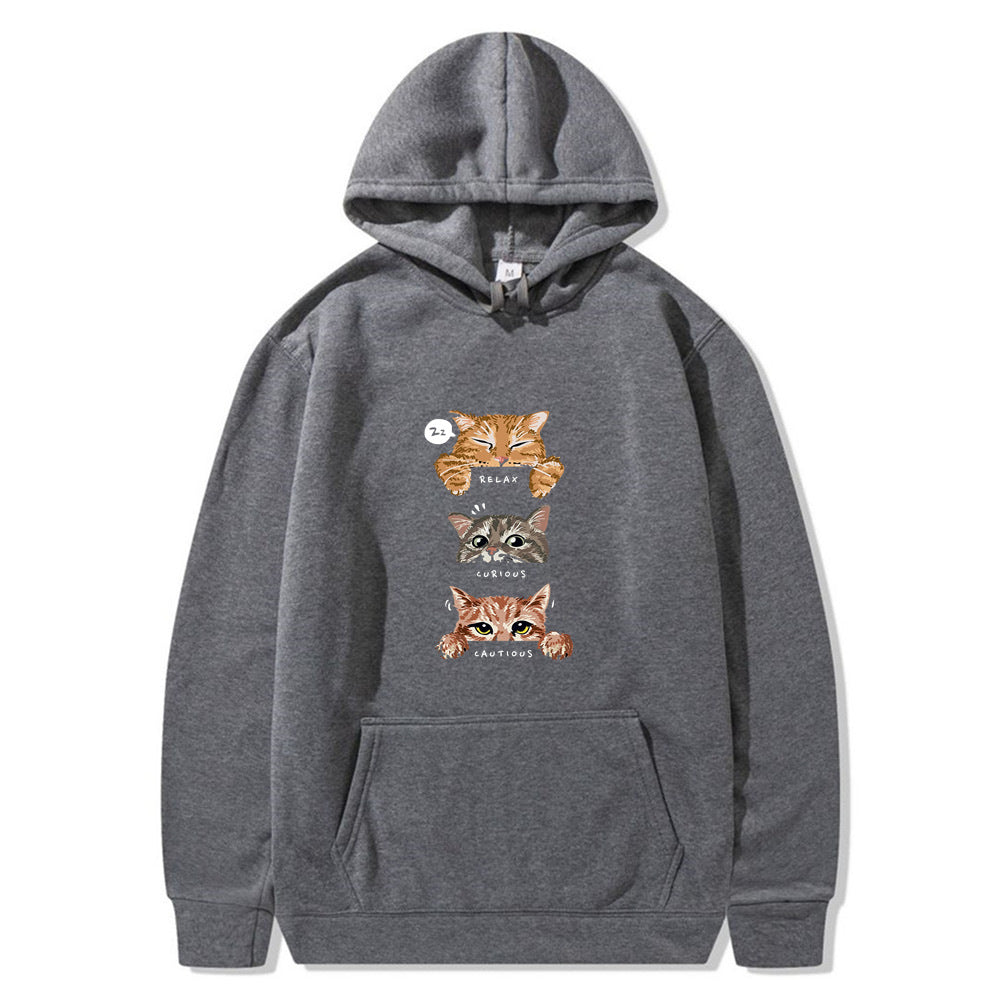 Hoodie with a cat print