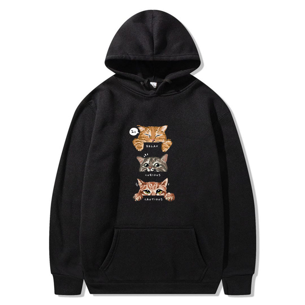 Hoodie with a cat print