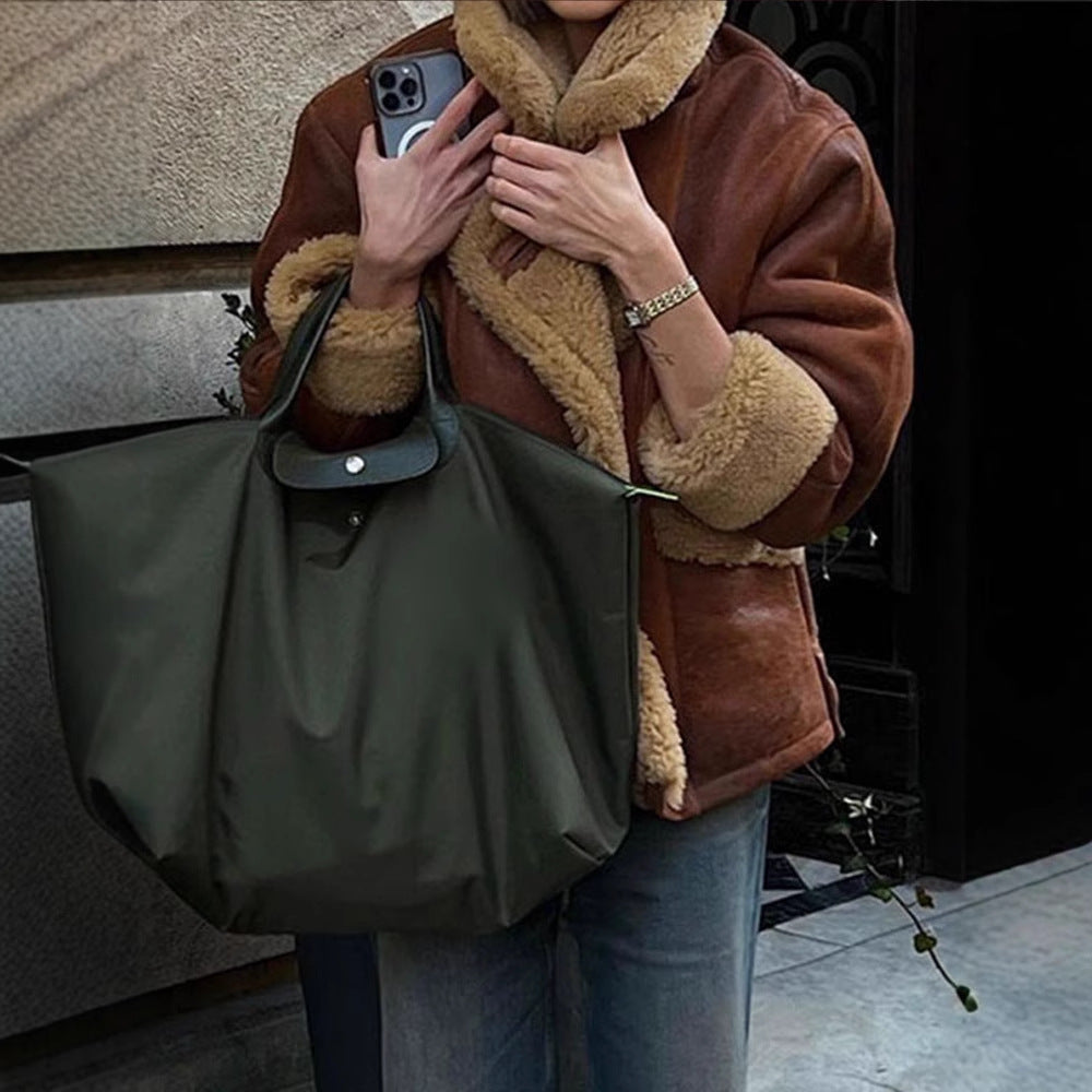 Leather jacket with artificial fur