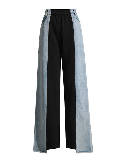 Two-layer loose denim pants