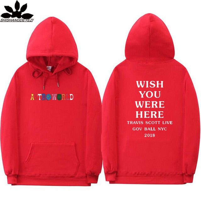 Hoodie with Astro Worls album print pattern