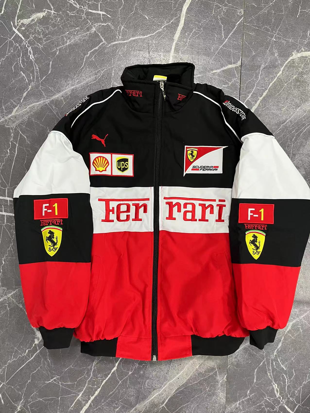 Formula 1 racing jumpsuit jacket with diferent brands