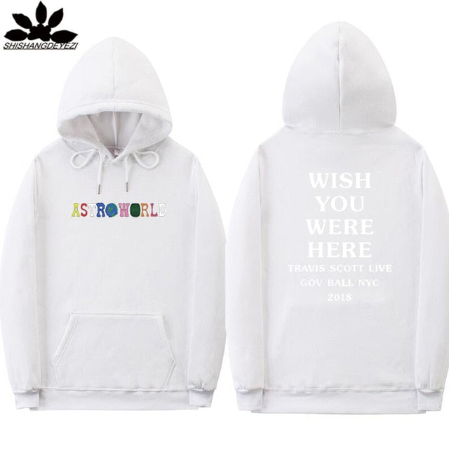 Hoodie with Astro Worls album print pattern