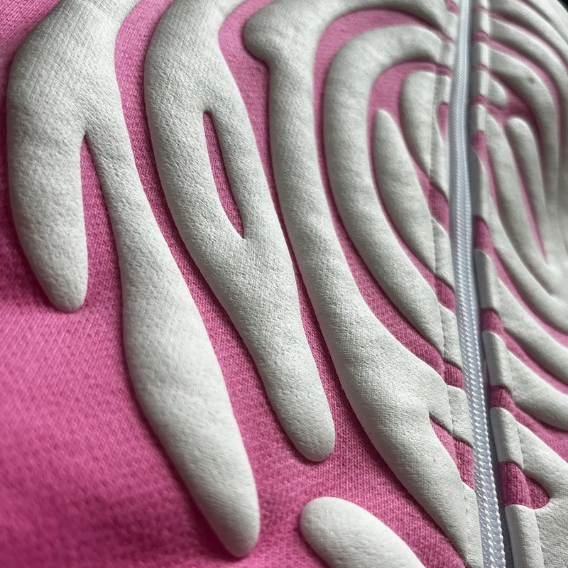 Zip-up sweatshirt with plush fingerprint print