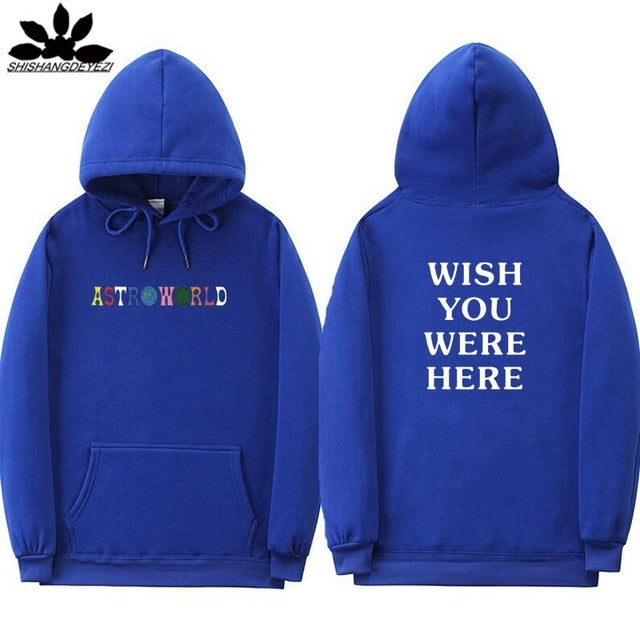 Hoodie with Astro Worls album print pattern