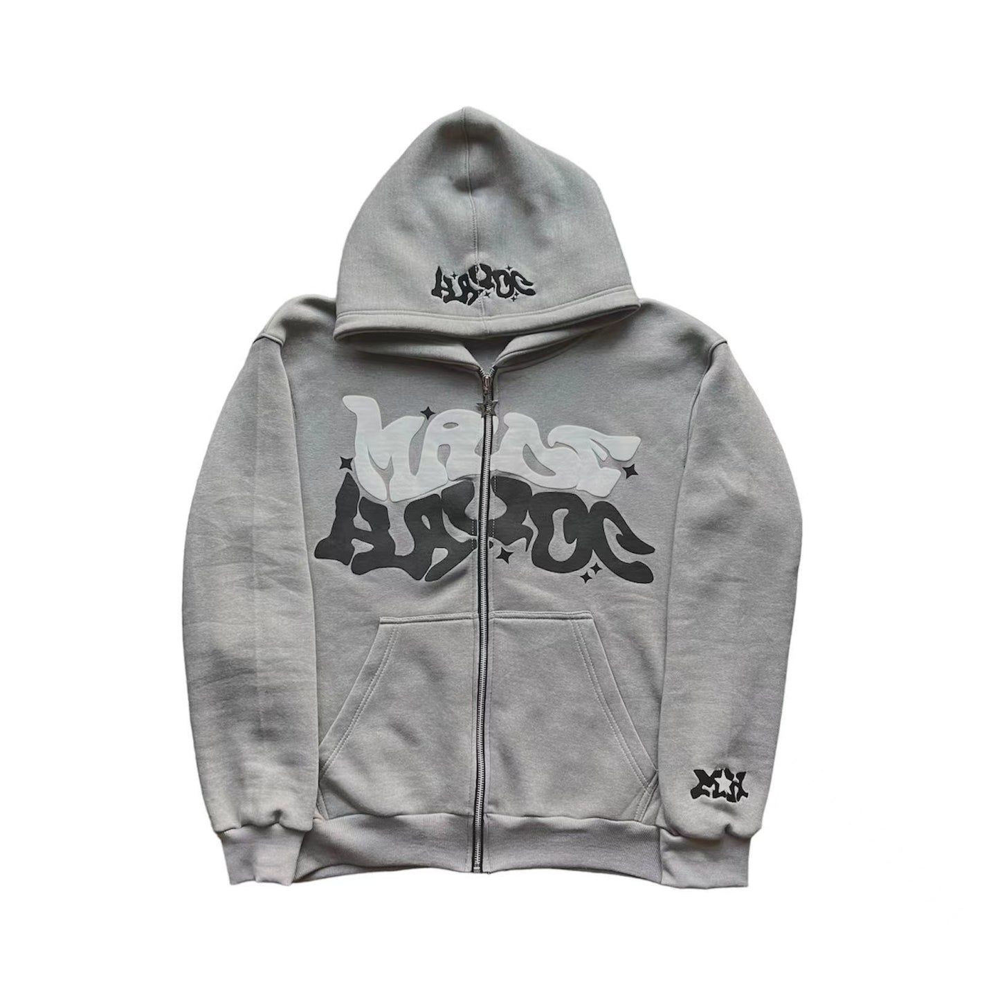 Zip-up hoodie with print patterns