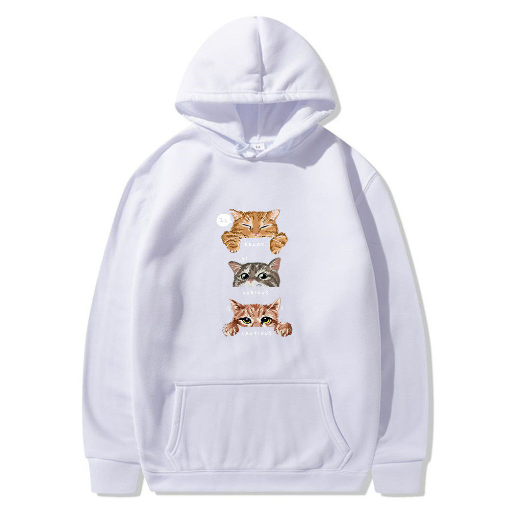 Hoodie with a cat print