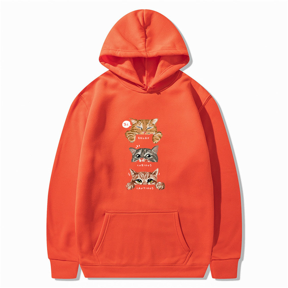 Hoodie with a cat print