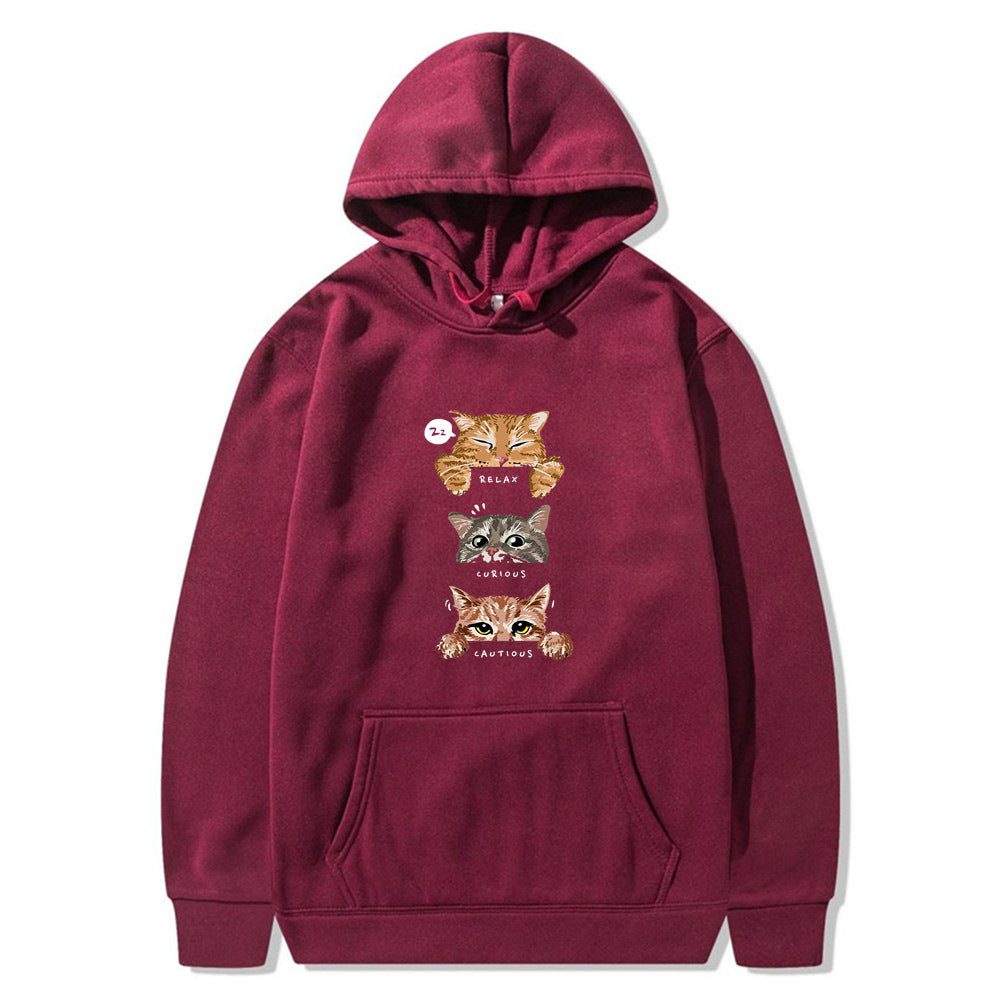 Hoodie with a cat print