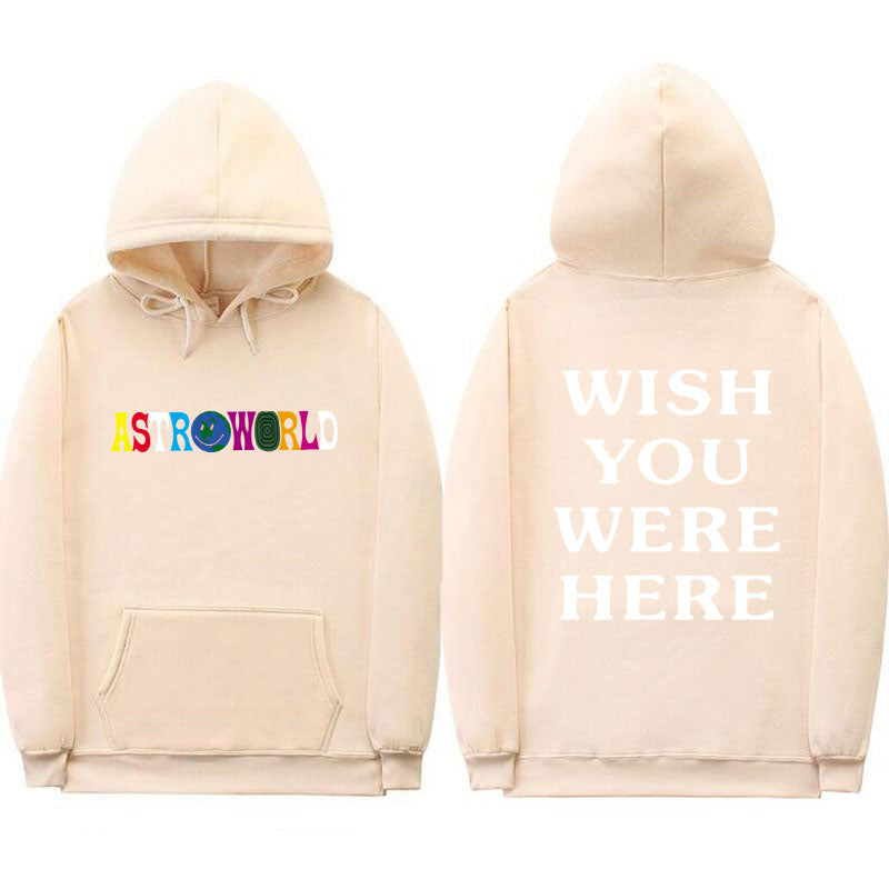 Hoodie with Astro Worls album print pattern