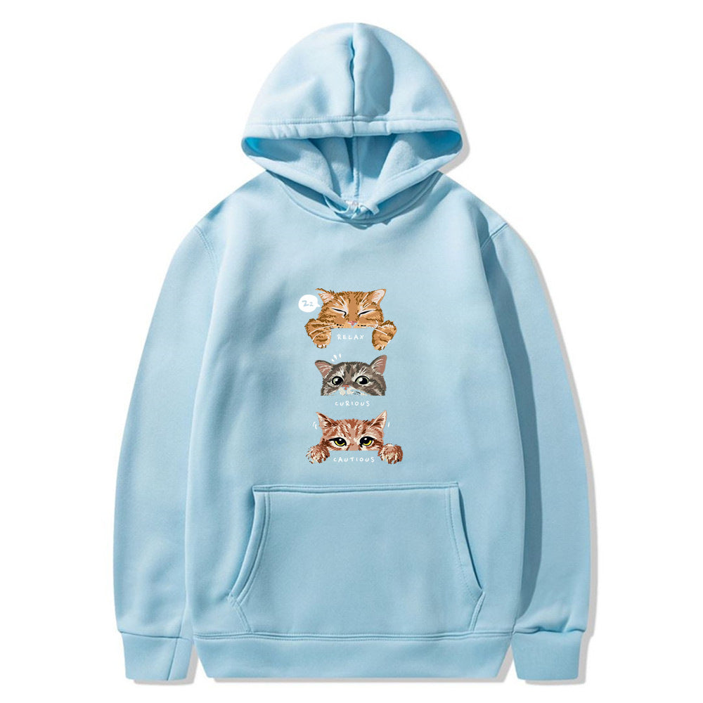 Hoodie with a cat print