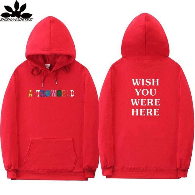 Hoodie with Astro Worls album print pattern