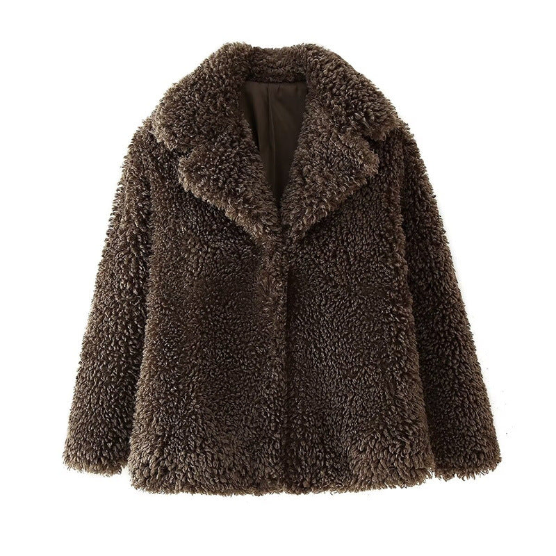 Artificial fur effect coat jacket