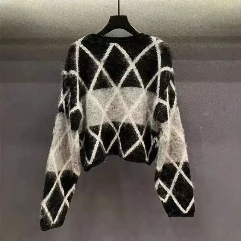 Miękki i lepki sweter damski na jesień i zimę, pasiasty sweter bazowy, nowy trend retro swetrów dzianinowych