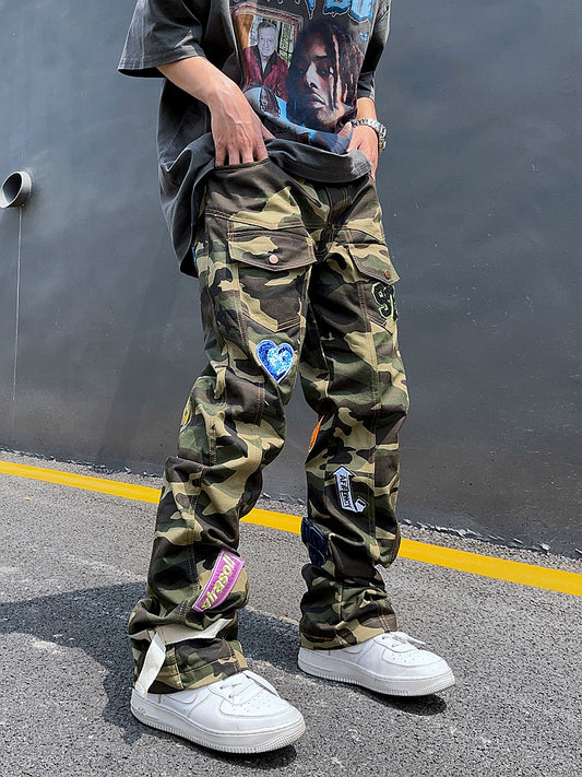 Camo pants with patches