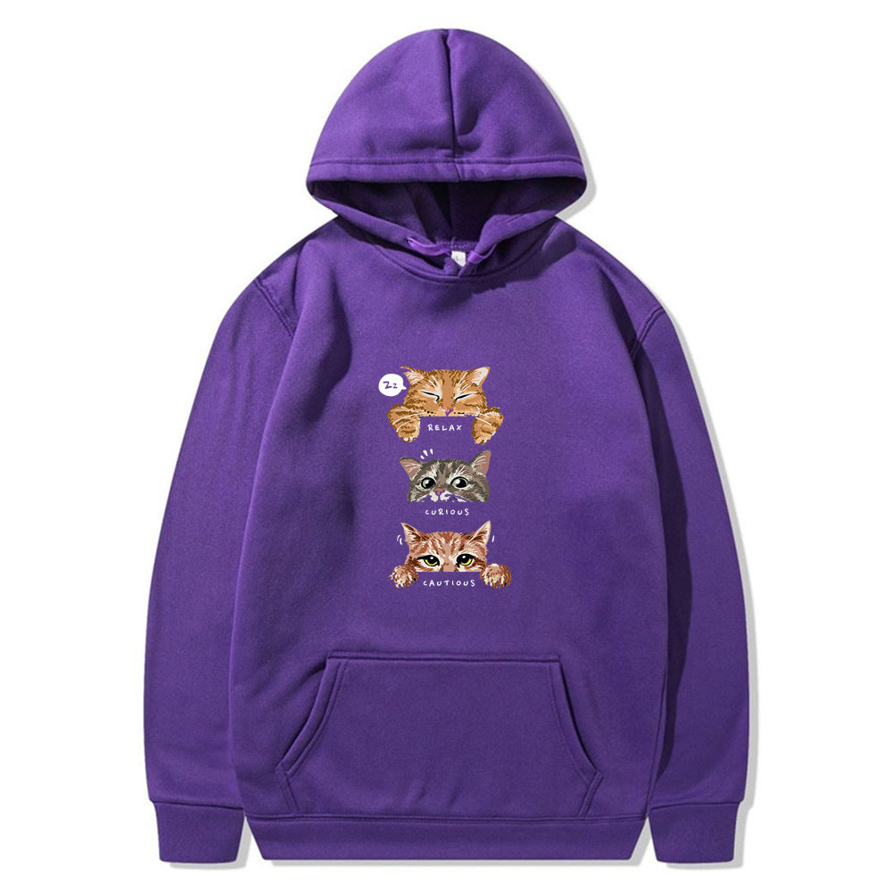 Hoodie with a cat print