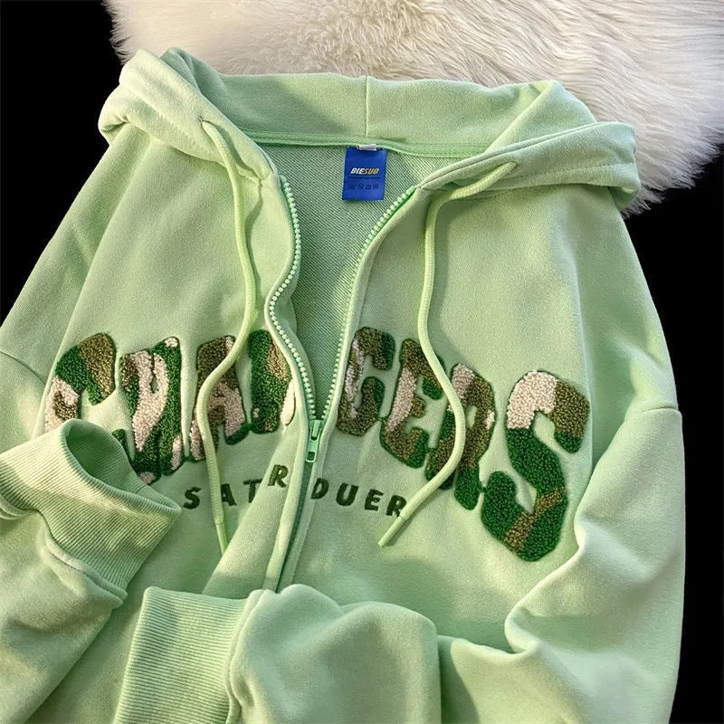 Zip-up hoodie with embroidery