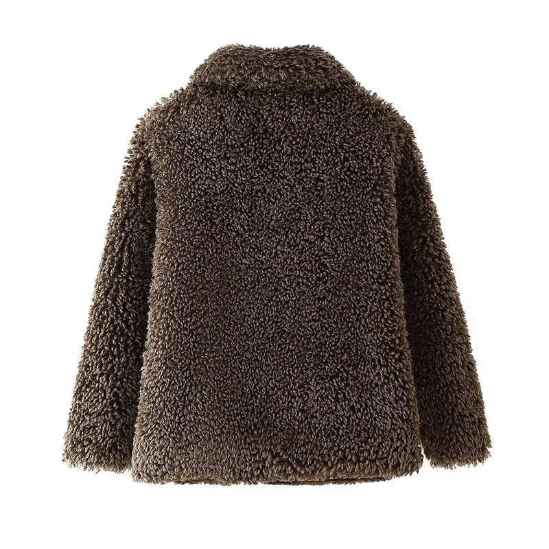 Artificial fur effect coat jacket