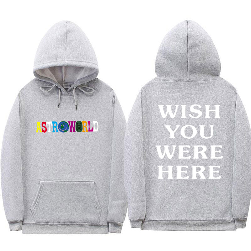 Hoodie with Astro Worls album print pattern