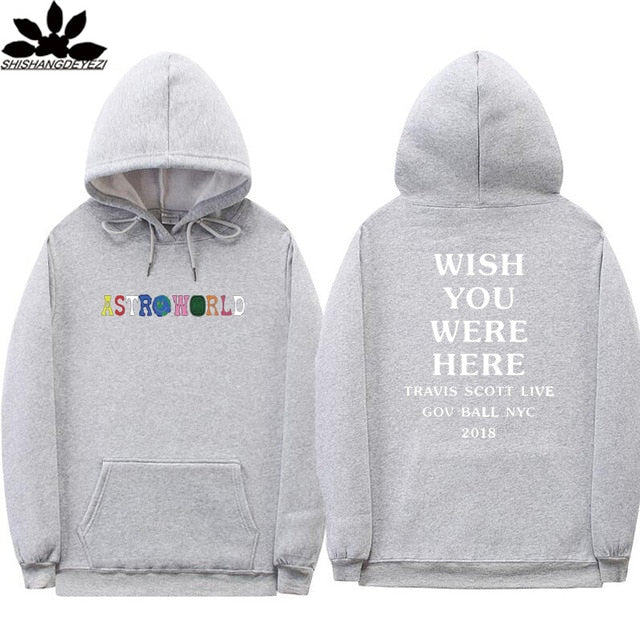 Hoodie with Astro Worls album print pattern