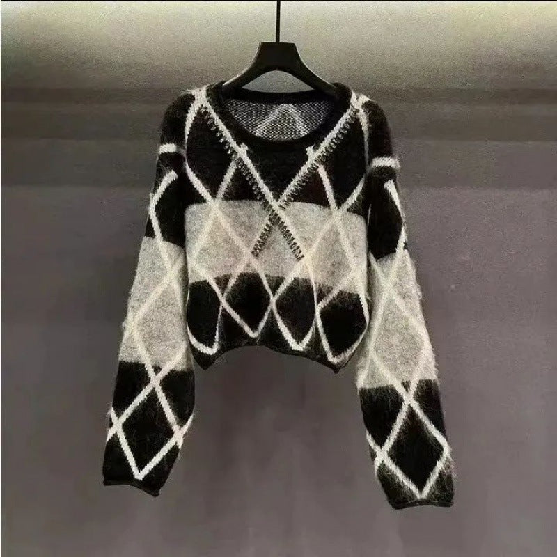 Miękki i lepki sweter damski na jesień i zimę, pasiasty sweter bazowy, nowy trend retro swetrów dzianinowych