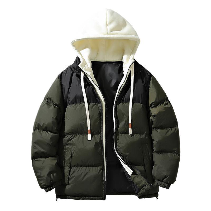 Down jacket with fabric hood