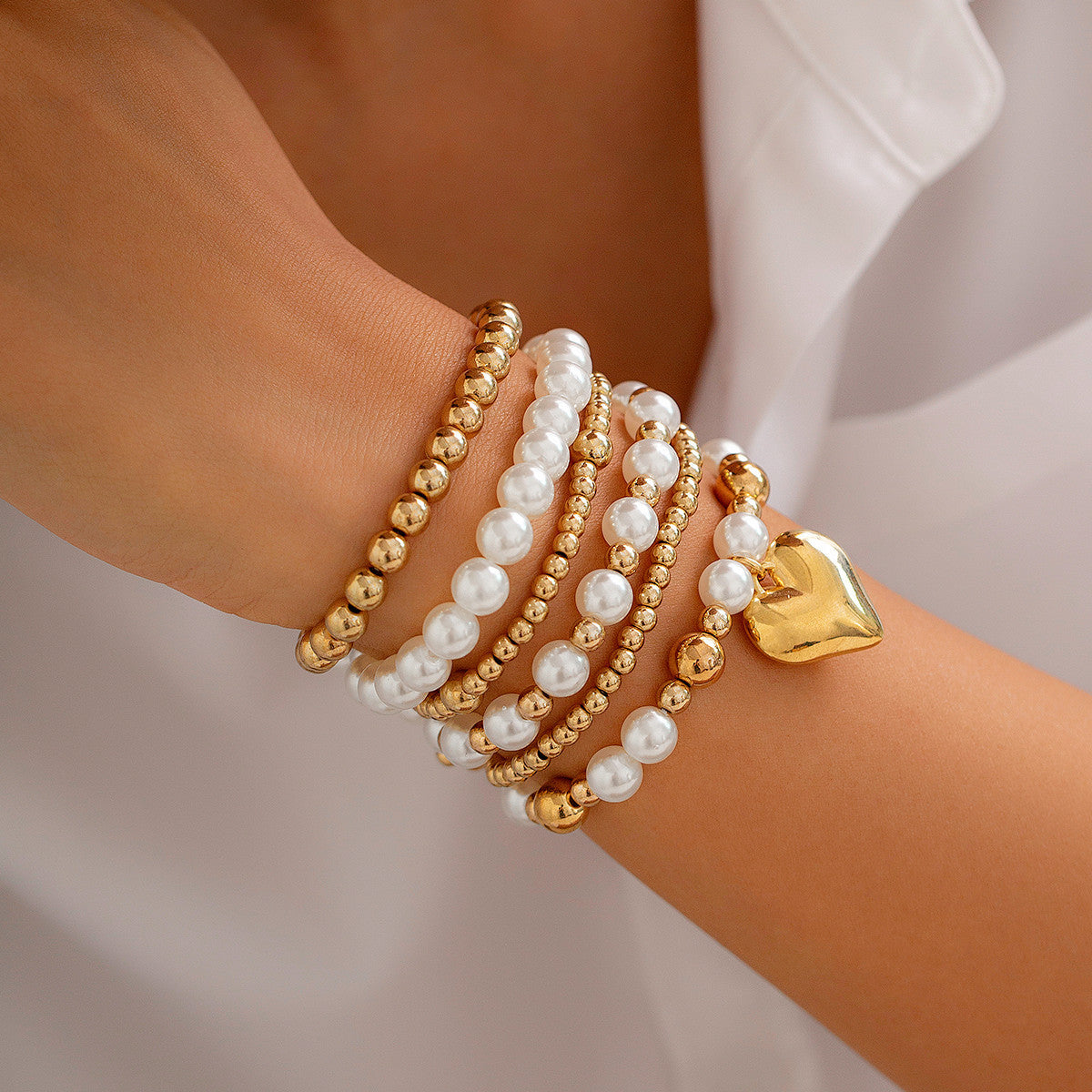 Pearl bead bracelet set