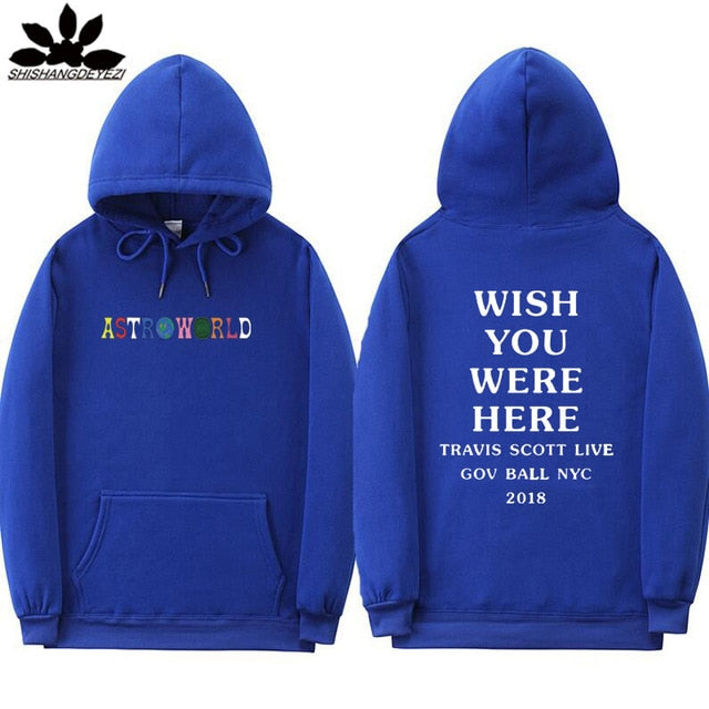 Hoodie with Astro Worls album print pattern