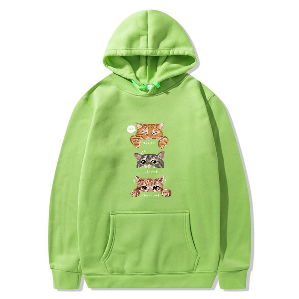 Hoodie with a cat print