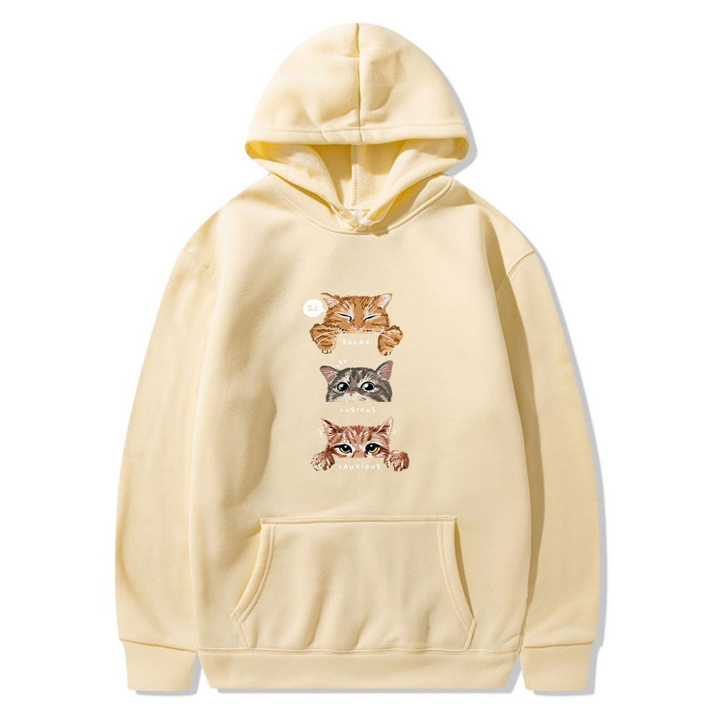 Hoodie with a cat print