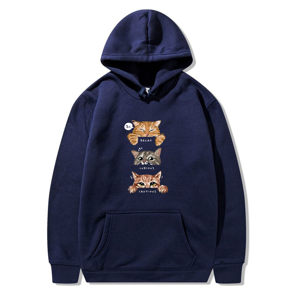 Hoodie with a cat print