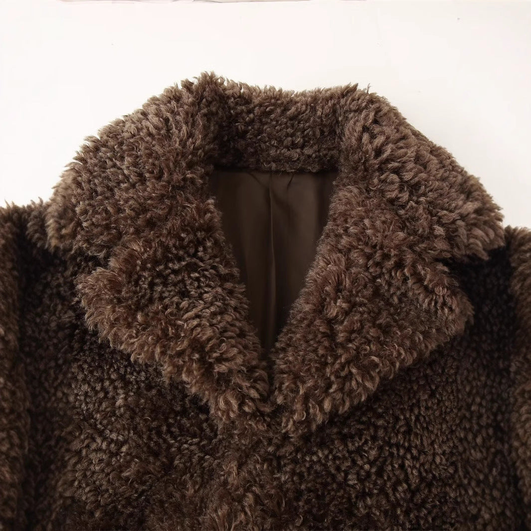 Artificial fur effect coat jacket