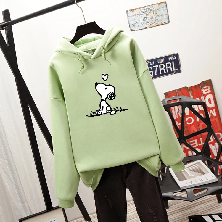 Plain hoodie with Snoopy print pattern