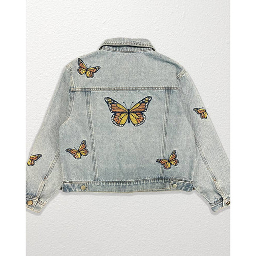 Denim jacket with butterfly embroidery